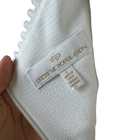 DRESS THE POPULATION Harlow Sleeveless Fit & Flare Midi Dress Size Small White - Picture 6 of 7